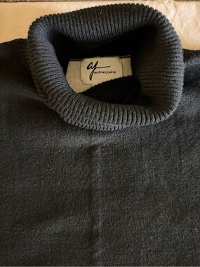 Andrea Jovine Black Ribbed Turtleneck Sweater